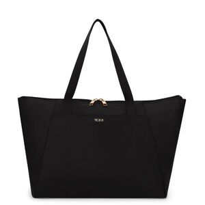 Tumi Black Nylon Tote with Gold Hardware Accents